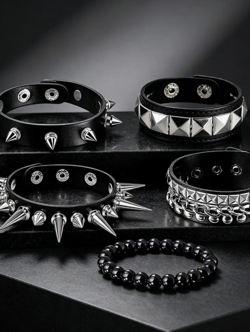 Studded & Spiked Bracelet Set